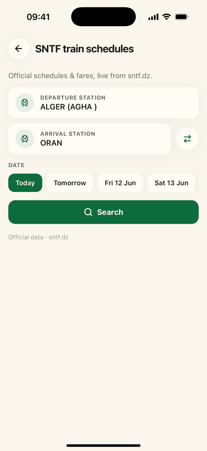 SNTF timetables